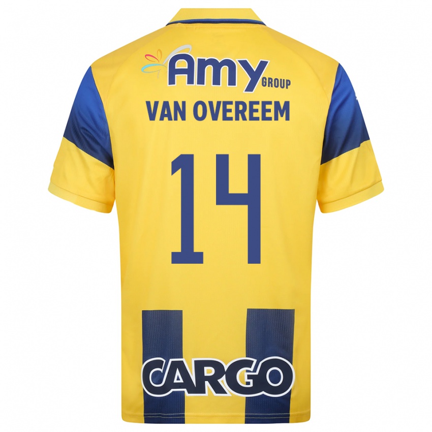 גברים יוריס ואן אוברים #14 צהוב כחול נייבי ג'רזי ביתית 2025/26 חולצה קצרה