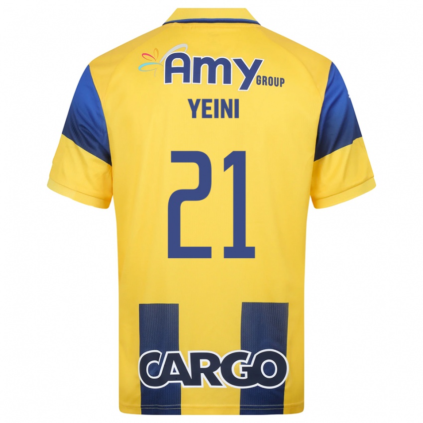 גברים שרן ייני #21 צהוב כחול נייבי ג'רזי ביתית 2025/26 חולצה קצרה