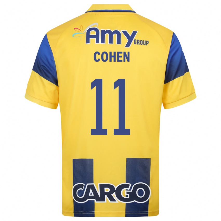 גברים יונתן כהן #11 צהוב כחול נייבי ג'רזי ביתית 2025/26 חולצה קצרה
