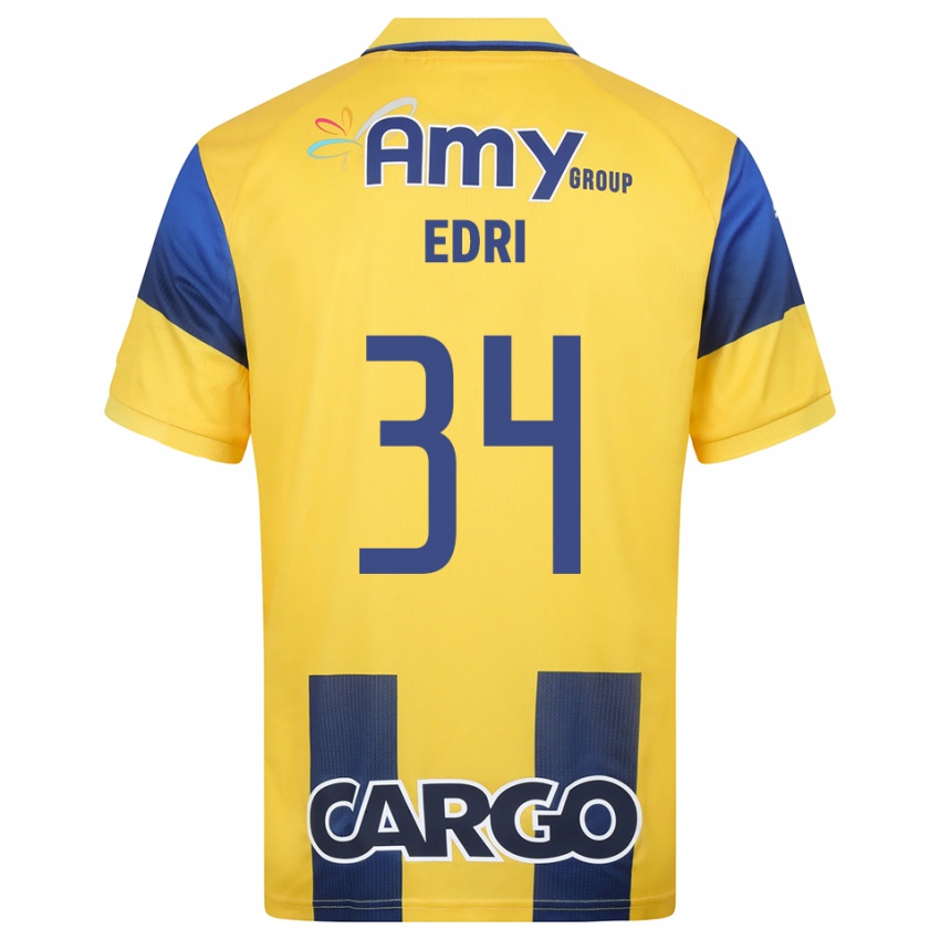 גברים שון עדרי #34 צהוב כחול נייבי ג'רזי ביתית 2025/26 חולצה קצרה