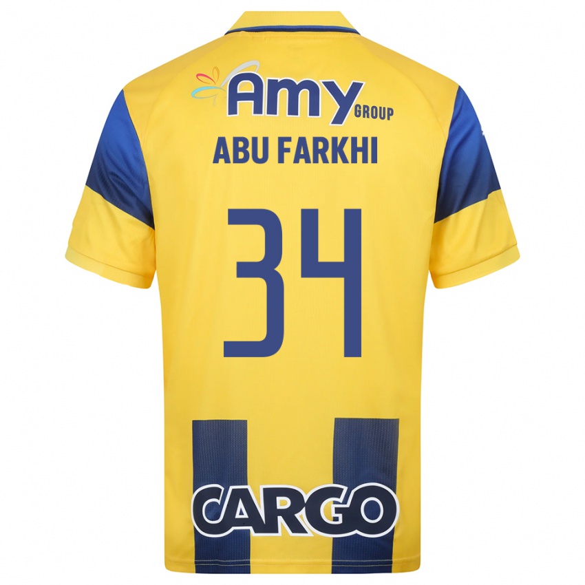 גברים אמר אבו פרחי #34 צהוב כחול נייבי ג'רזי ביתית 2025/26 חולצה קצרה
