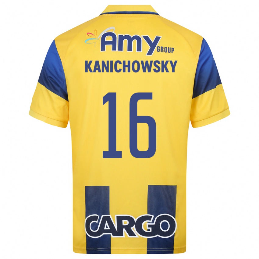 גברים גבי קניקובסקי #16 צהוב כחול נייבי ג'רזי ביתית 2025/26 חולצה קצרה