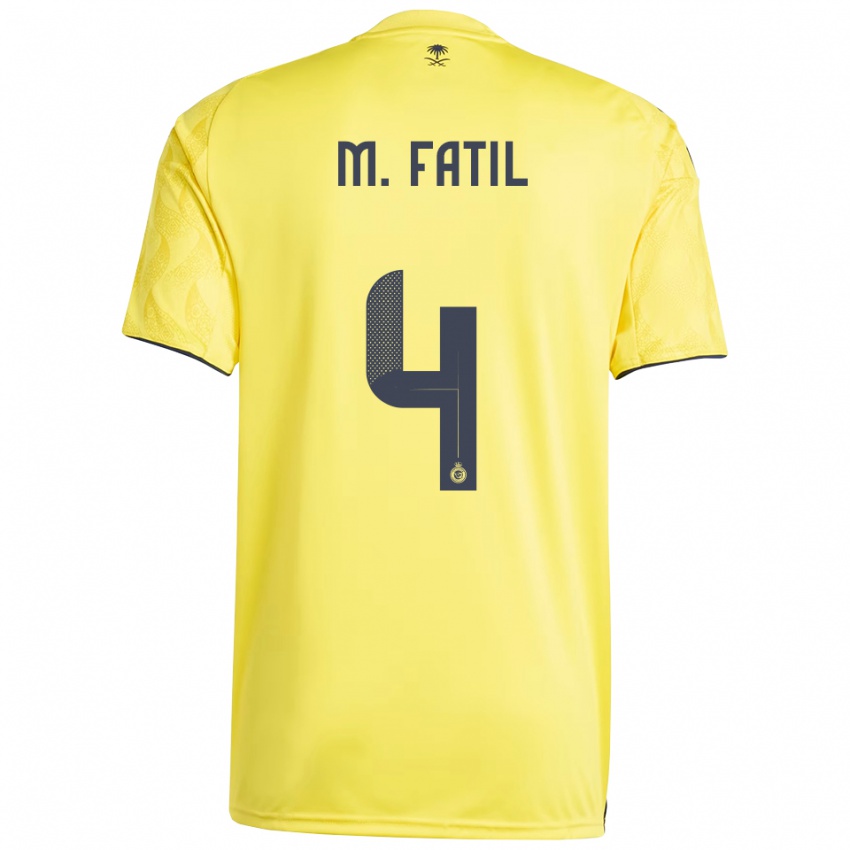 גברים מוחמד אל-פאתל #4 צהוב שחור ג'רזי ביתית 2025/26 חולצה קצרה