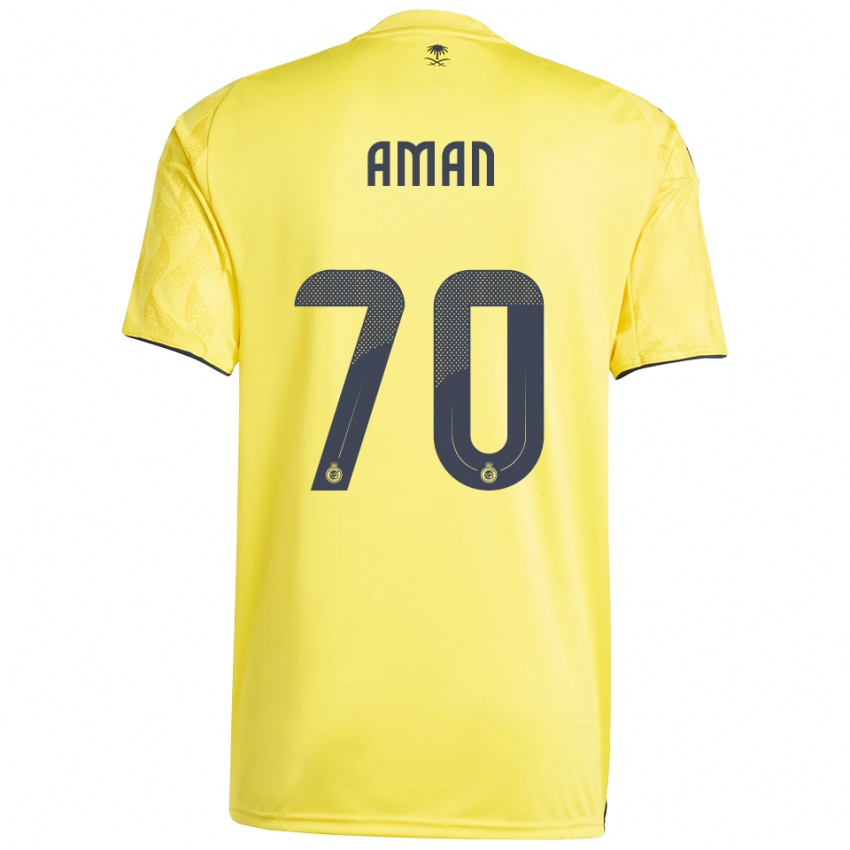 גברים עוואד אמאן #70 צהוב שחור ג'רזי ביתית 2025/26 חולצה קצרה