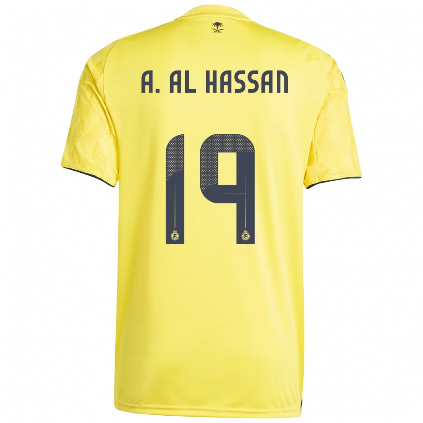 גברים עלי אל-חסן #19 צהוב שחור ג'רזי ביתית 2025/26 חולצה קצרה
