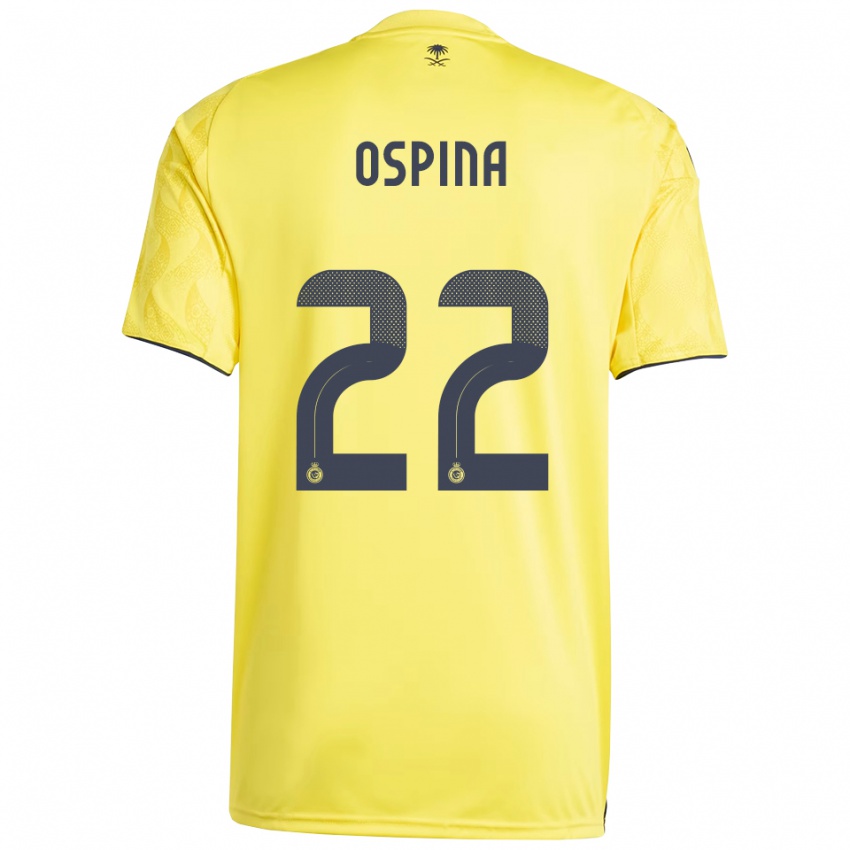 גברים דוד אוספינה #22 צהוב שחור ג'רזי ביתית 2025/26 חולצה קצרה