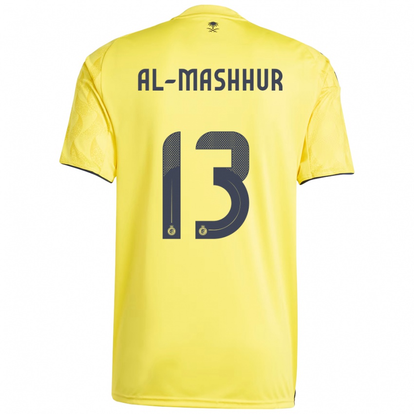 גברים Fawaz Al-Mashhur #13 צהוב שחור ג'רזי ביתית 2025/26 חולצה קצרה