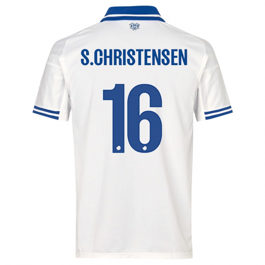 גברים סבסטיאן כריסטנסן #16 לבן כחול ג'רזי ביתית 2025/26 חולצה קצרה