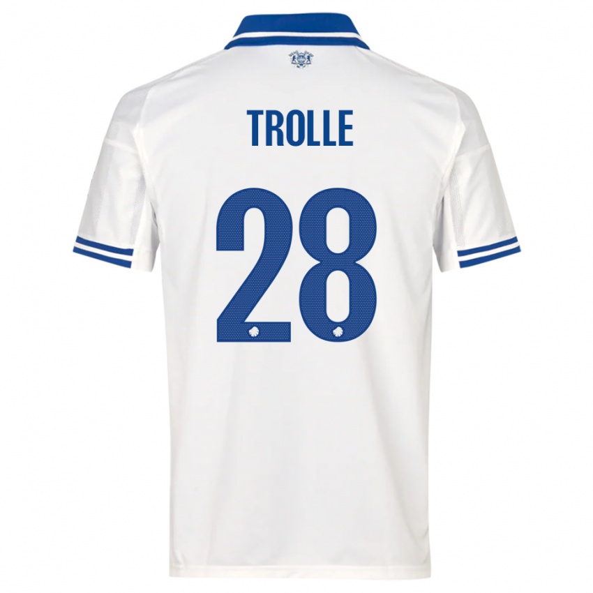 גברים Frederikke Trolle #28 לבן כחול ג'רזי ביתית 2025/26 חולצה קצרה