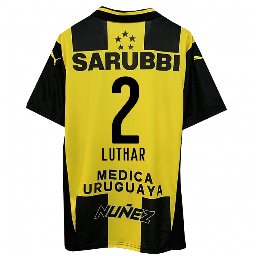גברים Thiago Luthar #2 צהוב שחור ג'רזי ביתית 2025/26 חולצה קצרה