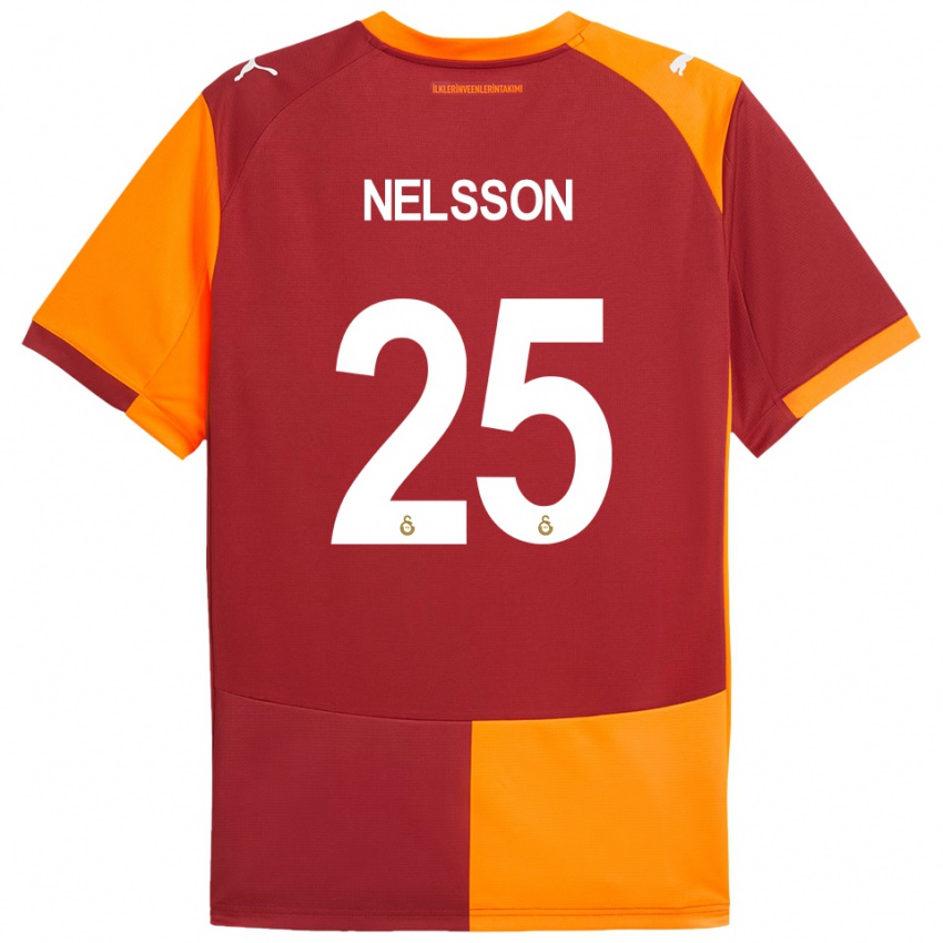 גברים ויקטור נלסון #25 אדום כתום ג'רזי ביתית 2025/26 חולצה קצרה