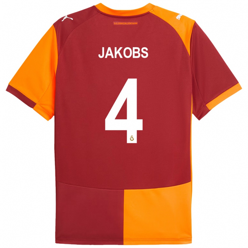 גברים אסמאעיל יאקובס #4 אדום כתום ג'רזי ביתית 2025/26 חולצה קצרה