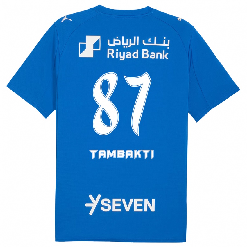 גברים חסן טמבקטי #87 כחול לבן ג'רזי ביתית 2025/26 חולצה קצרה