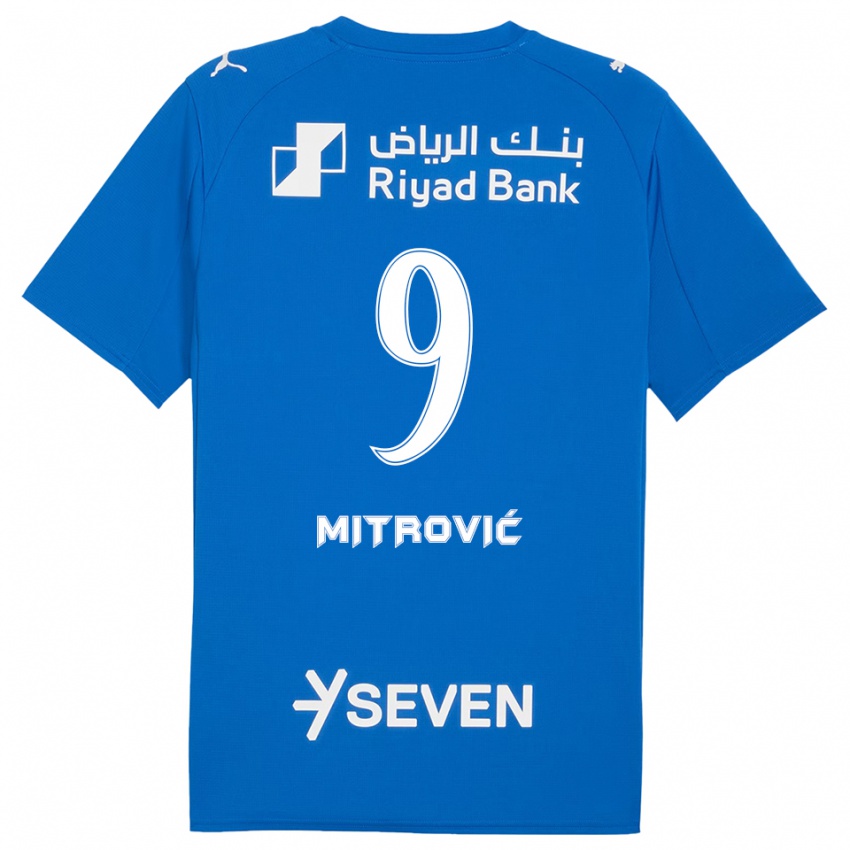 גברים אלכסנדר מיטרוביץ' #9 כחול לבן ג'רזי ביתית 2025/26 חולצה קצרה