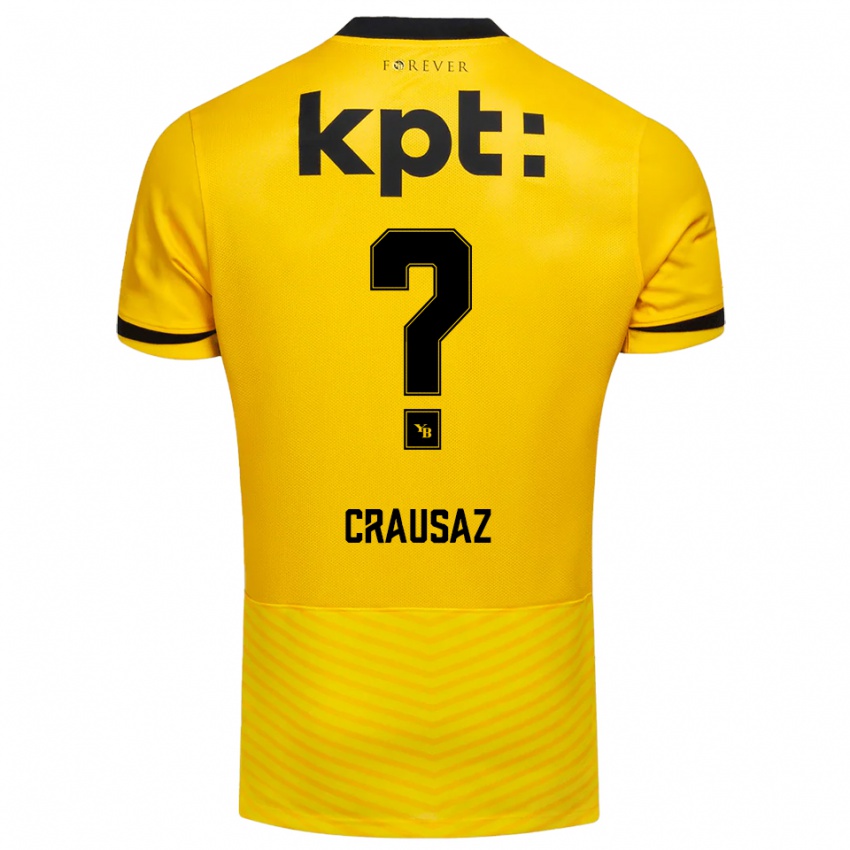 גברים Tim Crausaz #0 צהוב שחור ג'רזי ביתית 2025/26 חולצה קצרה