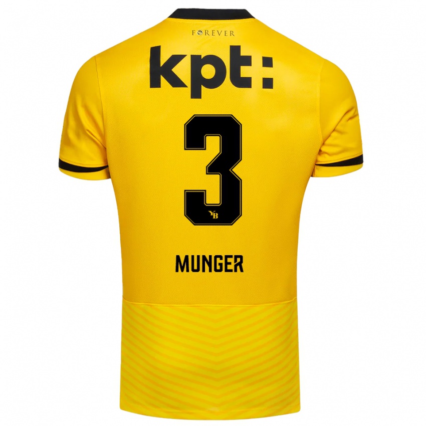 גברים Noa Münger #3 צהוב שחור ג'רזי ביתית 2025/26 חולצה קצרה