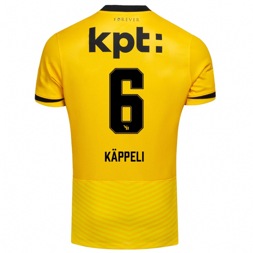 גברים Cuno Käppeli #6 צהוב שחור ג'רזי ביתית 2025/26 חולצה קצרה