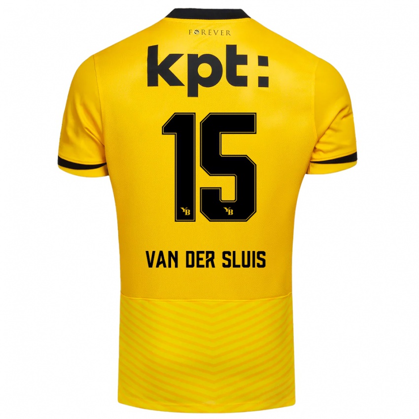 גברים Gennaro Van Der Sluis #15 צהוב שחור ג'רזי ביתית 2025/26 חולצה קצרה