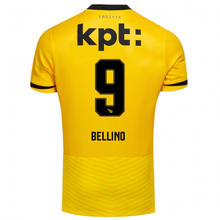 גברים Mattia Bellino #9 צהוב שחור ג'רזי ביתית 2025/26 חולצה קצרה