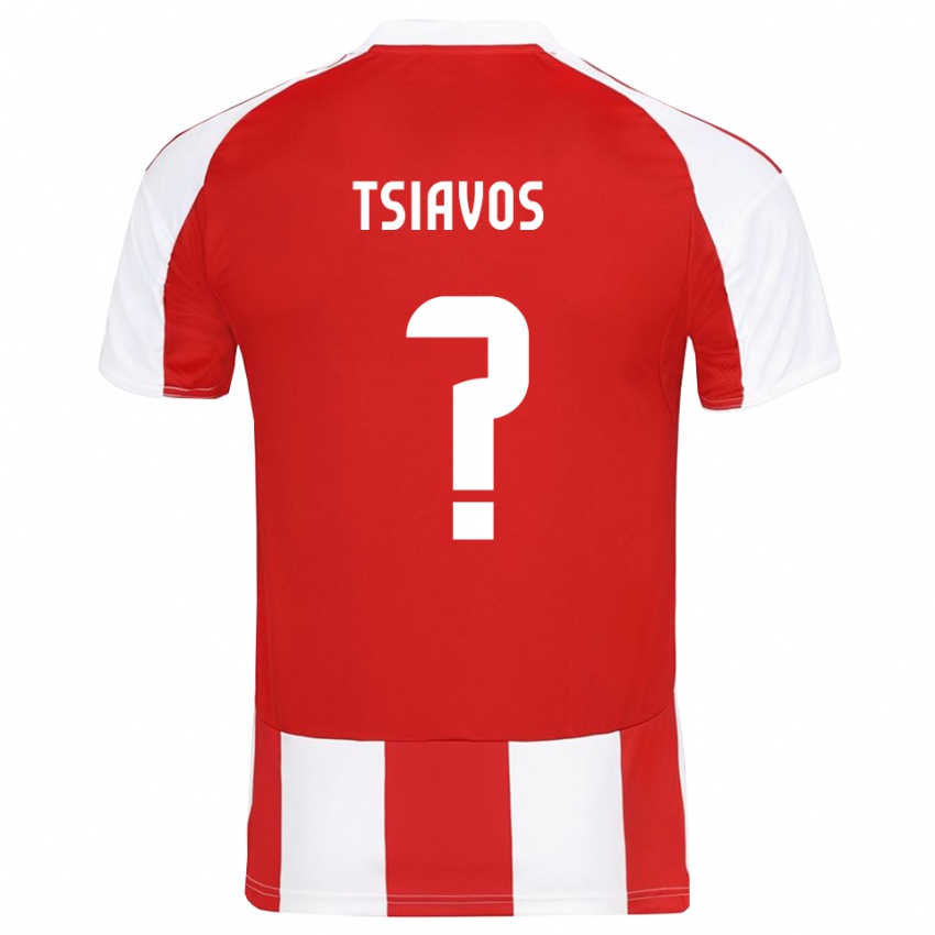 גברים Stavros Tsiavos #0 אדום לבן ג'רזי ביתית 2025/26 חולצה קצרה