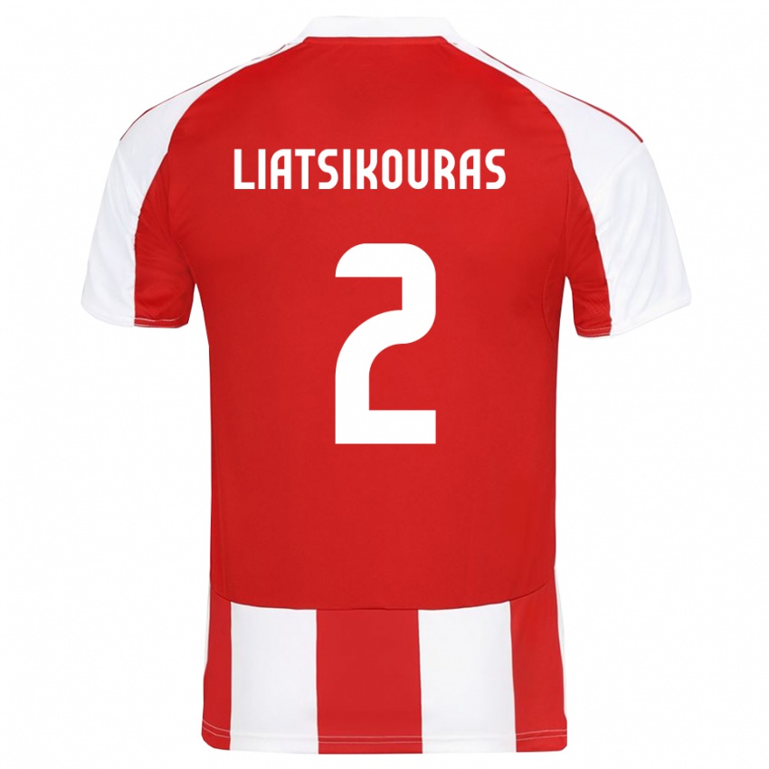 גברים Argyrios Liatsikouras #2 אדום לבן ג'רזי ביתית 2025/26 חולצה קצרה