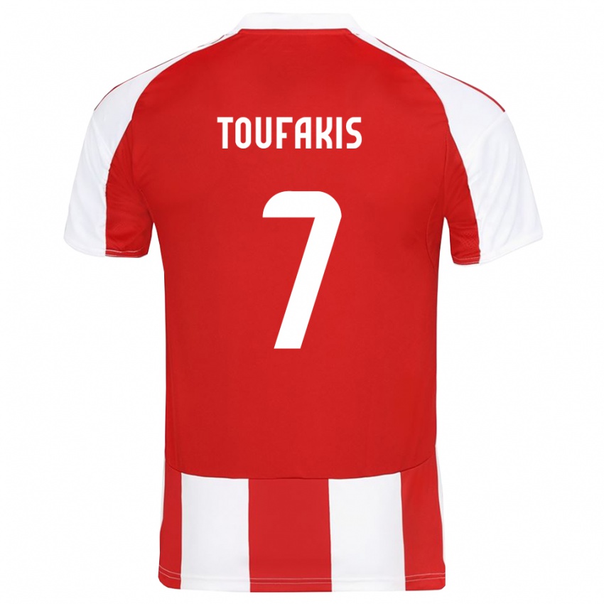 גברים Paschalis Toufakis #7 אדום לבן ג'רזי ביתית 2025/26 חולצה קצרה