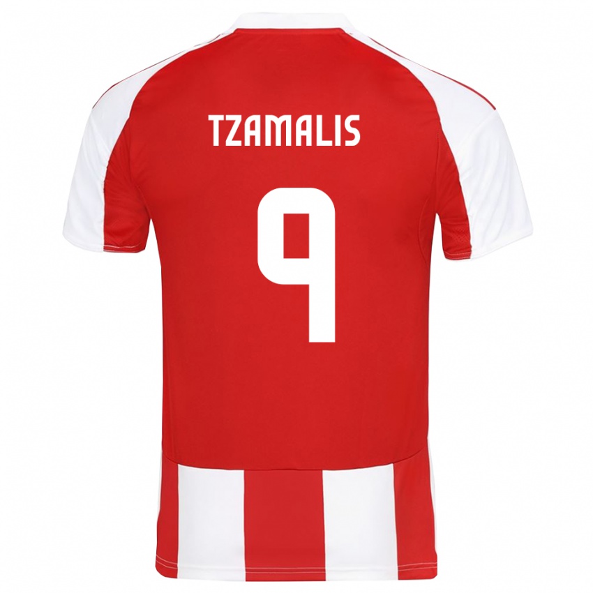 גברים Alexandros Tzamalis #9 אדום לבן ג'רזי ביתית 2025/26 חולצה קצרה