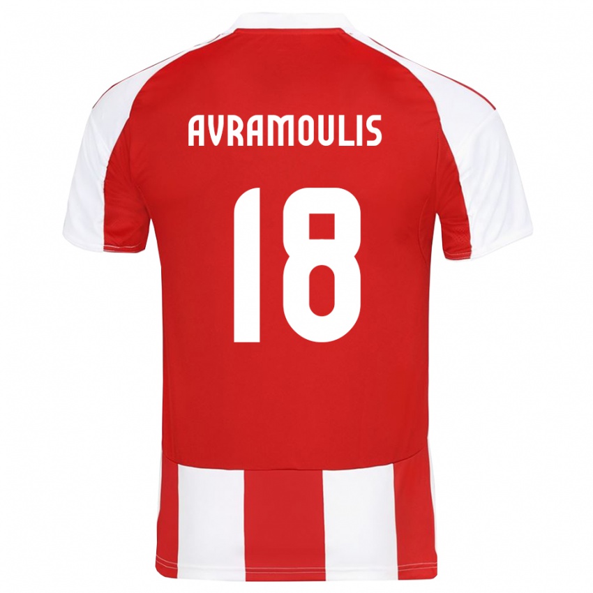 גברים Nikolaos Avramoulis #18 אדום לבן ג'רזי ביתית 2025/26 חולצה קצרה