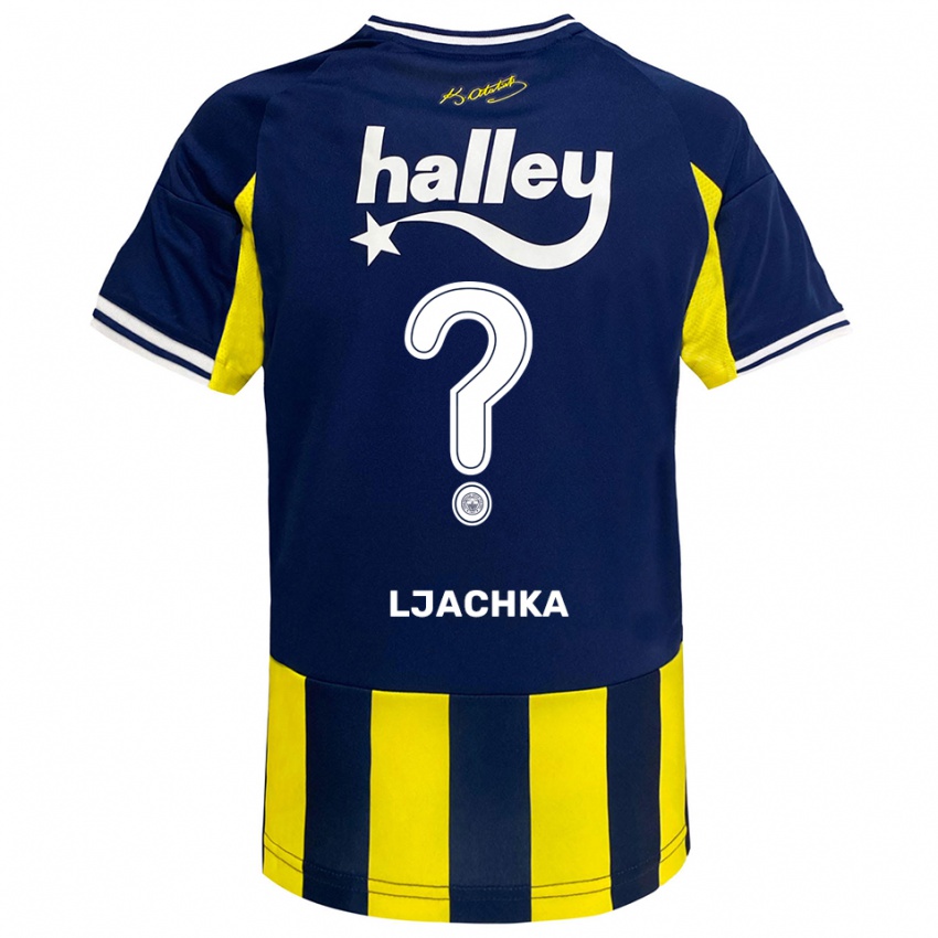 גברים Blendi Ljachka #0 צהוב כחול נייבי לבן ג'רזי ביתית 2025/26 חולצה קצרה