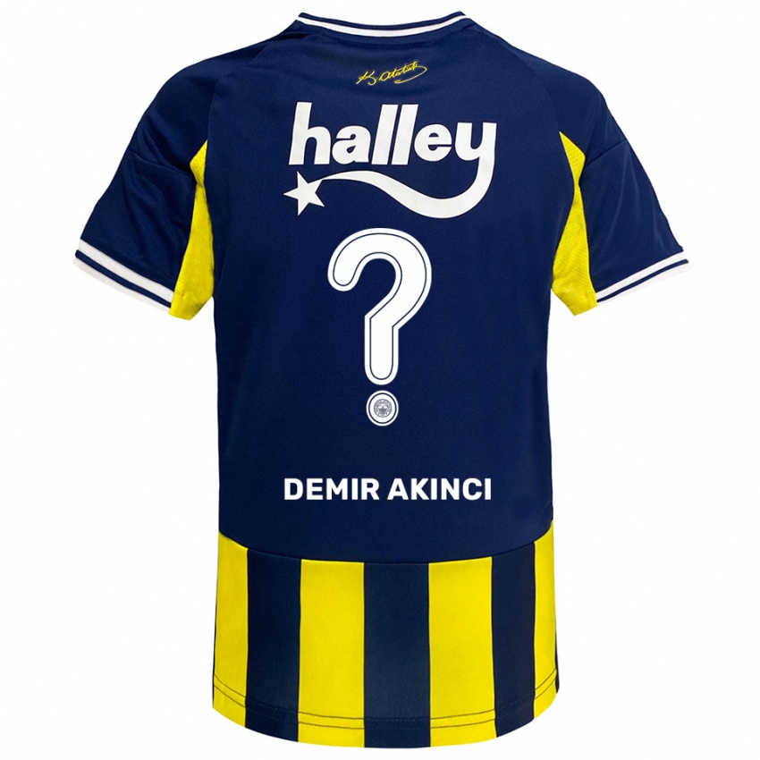 גברים Nazım Demir Akıncı #0 צהוב כחול נייבי לבן ג'רזי ביתית 2025/26 חולצה קצרה