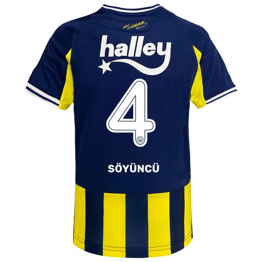 גברים Caglar Soyuncu #4 צהוב כחול נייבי לבן ג'רזי ביתית 2025/26 חולצה קצרה