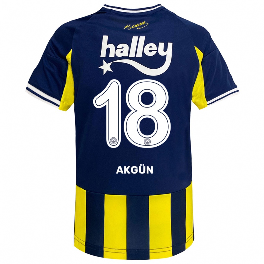 גברים ארדה איברהים אקגון #18 צהוב כחול נייבי לבן ג'רזי ביתית 2025/26 חולצה קצרה