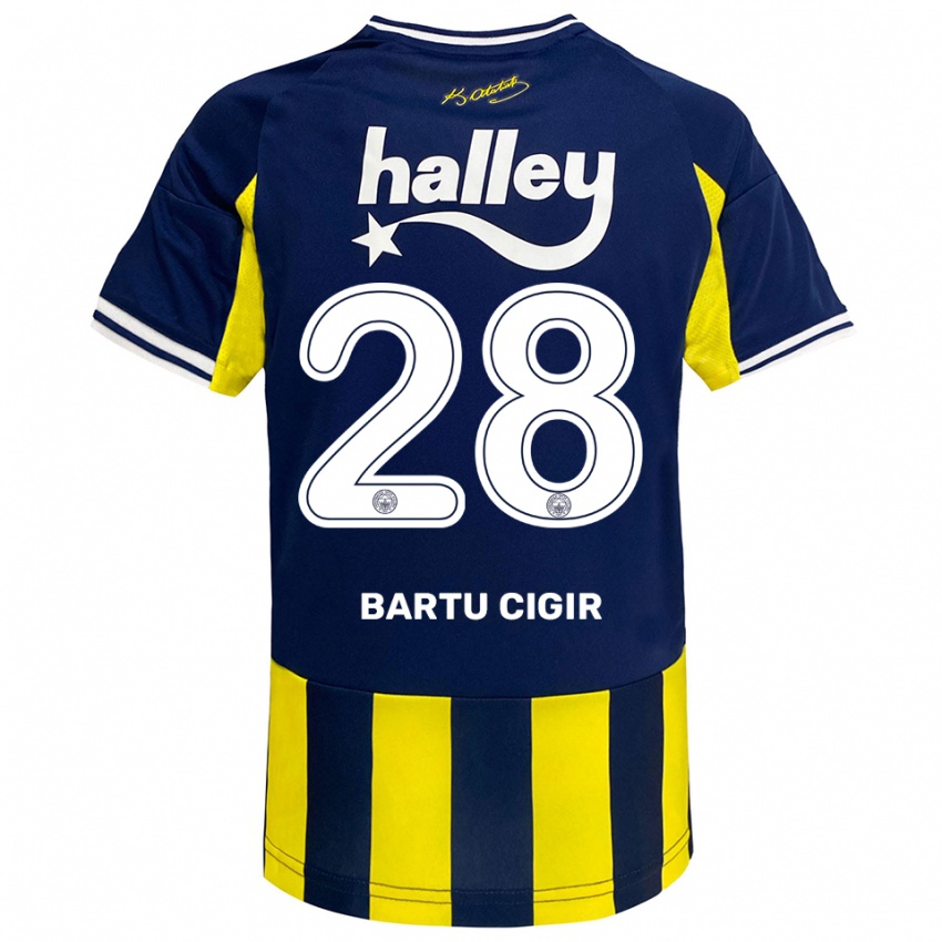 גברים Can Bartu Çığır #28 צהוב כחול נייבי לבן ג'רזי ביתית 2025/26 חולצה קצרה