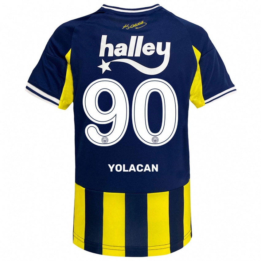גברים Baran Yolaçan #90 צהוב כחול נייבי לבן ג'רזי ביתית 2025/26 חולצה קצרה