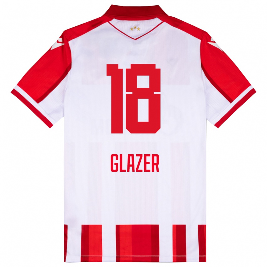 גברים עומרי גלזר #18 אדום לבן ג'רזי ביתית 2025/26 חולצה קצרה