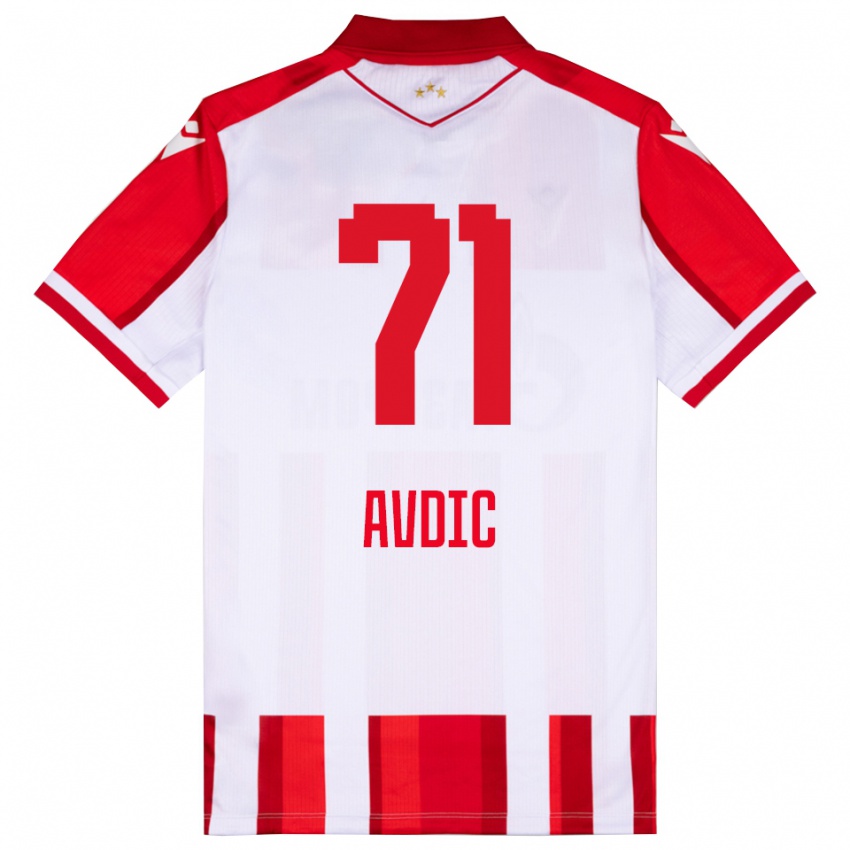 גברים Adem Avdic #71 אדום לבן ג'רזי ביתית 2025/26 חולצה קצרה