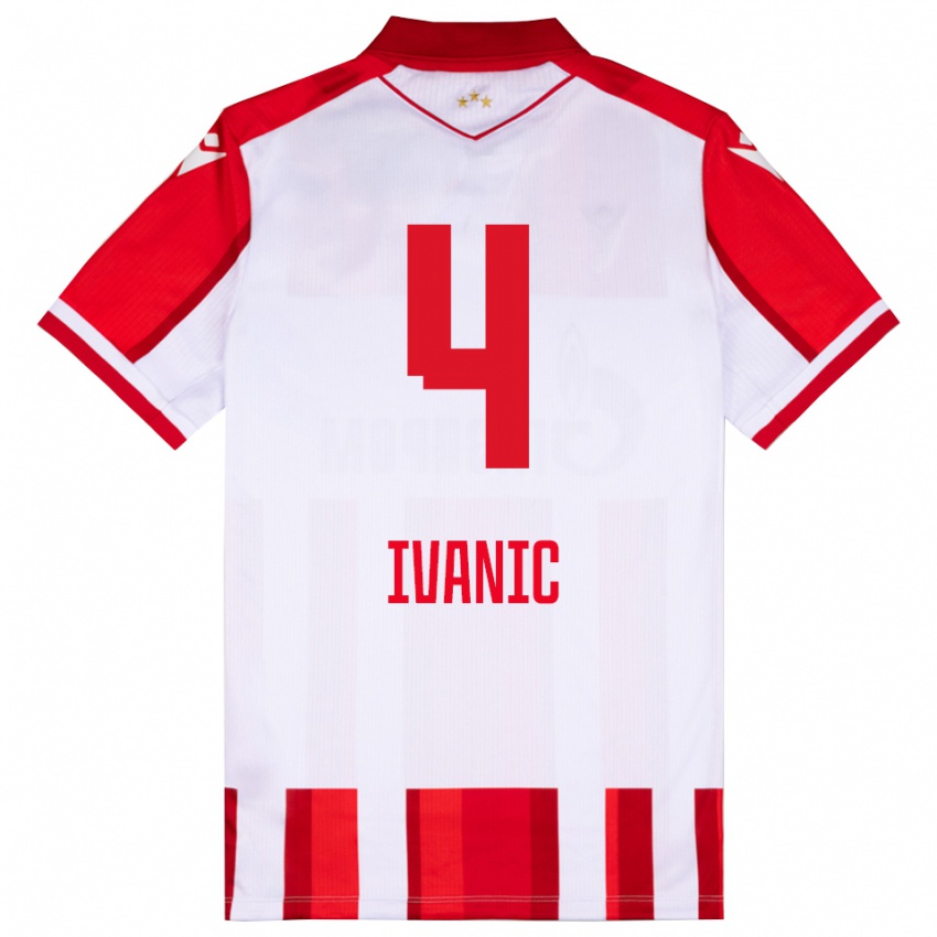 גברים מירקו איבניץ' #4 אדום לבן ג'רזי ביתית 2025/26 חולצה קצרה