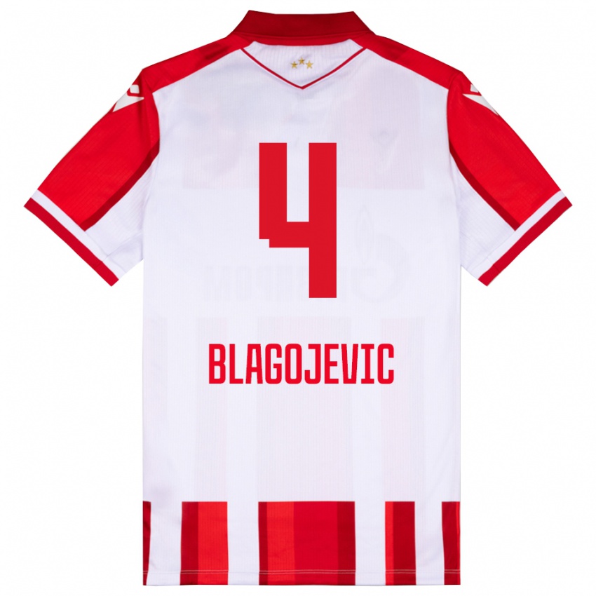 גברים ניקשה בלאגויביץ׳ #4 אדום לבן ג'רזי ביתית 2025/26 חולצה קצרה