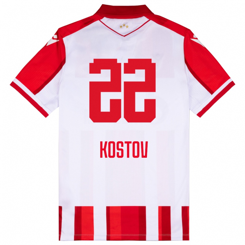 גברים וסילי קוסטוב #22 אדום לבן ג'רזי ביתית 2025/26 חולצה קצרה