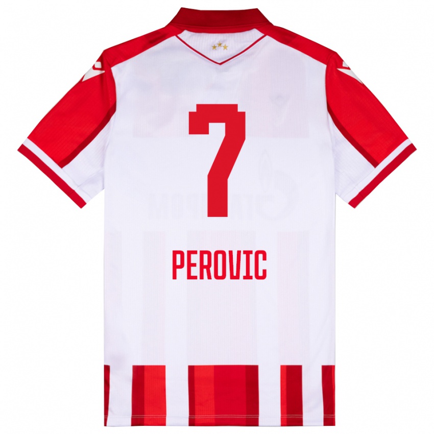 גברים Naum Perovic #7 אדום לבן ג'רזי ביתית 2025/26 חולצה קצרה