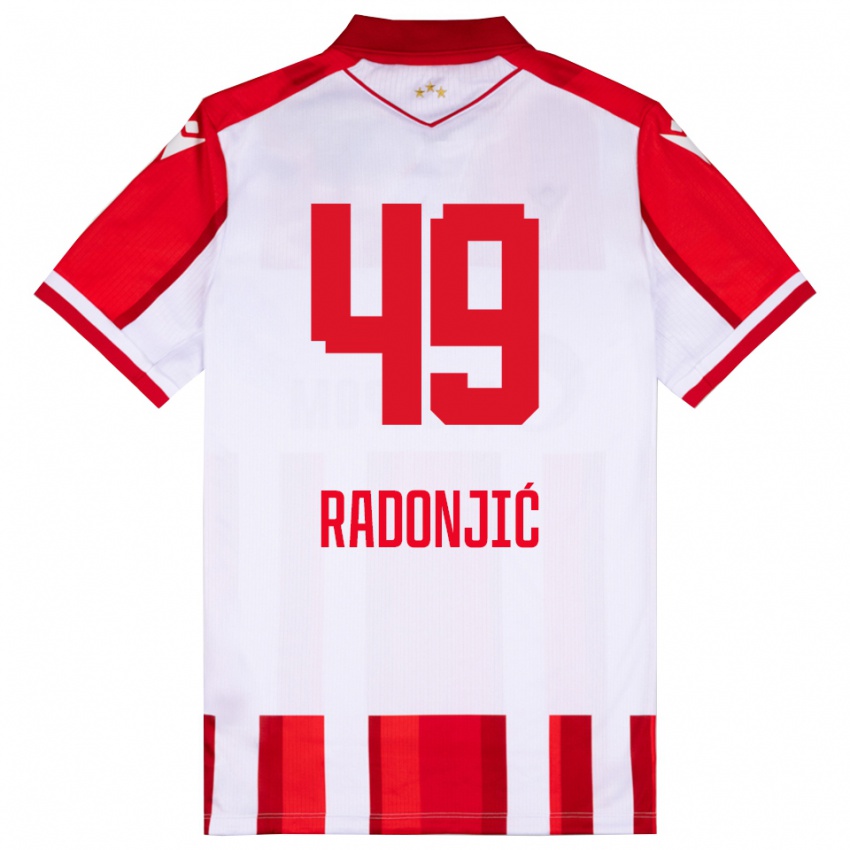 גברים נמניה ראדוניץ' #49 אדום לבן ג'רזי ביתית 2025/26 חולצה קצרה