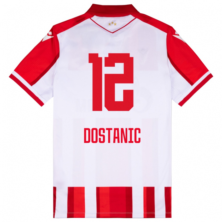 גברים Filip Dostanic #12 אדום לבן ג'רזי ביתית 2025/26 חולצה קצרה