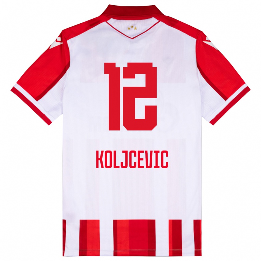 גברים Danilo Koljcevic #12 אדום לבן ג'רזי ביתית 2025/26 חולצה קצרה