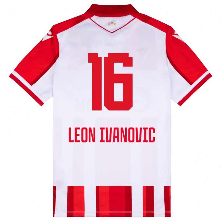 גברים Leon Ivanovic #16 אדום לבן ג'רזי ביתית 2025/26 חולצה קצרה