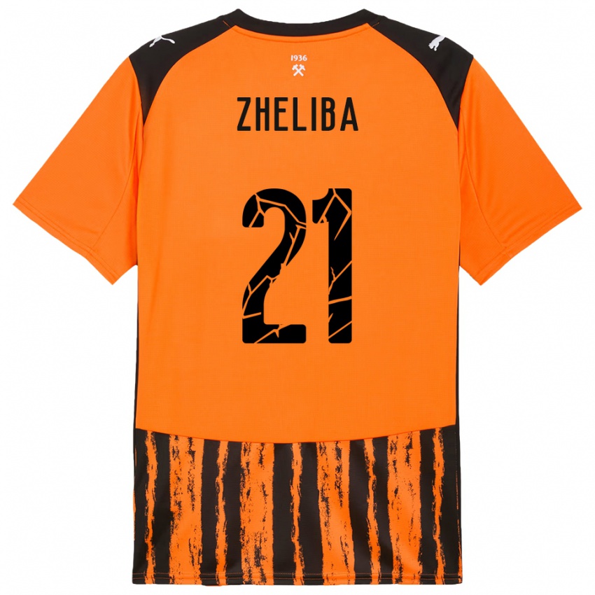 גברים Yan Zheliba #21 כתום שחור ג'רזי ביתית 2025/26 חולצה קצרה