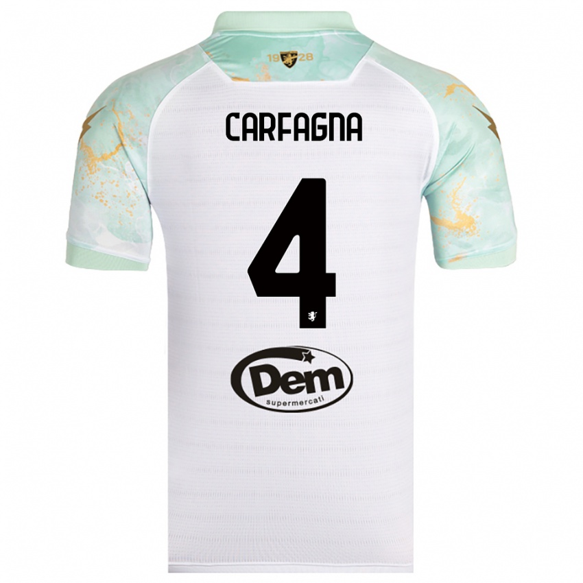 גברים Matteo Carfagna #4 לבן שחור הרחק ג'רזי 2025/26 חולצה קצרה