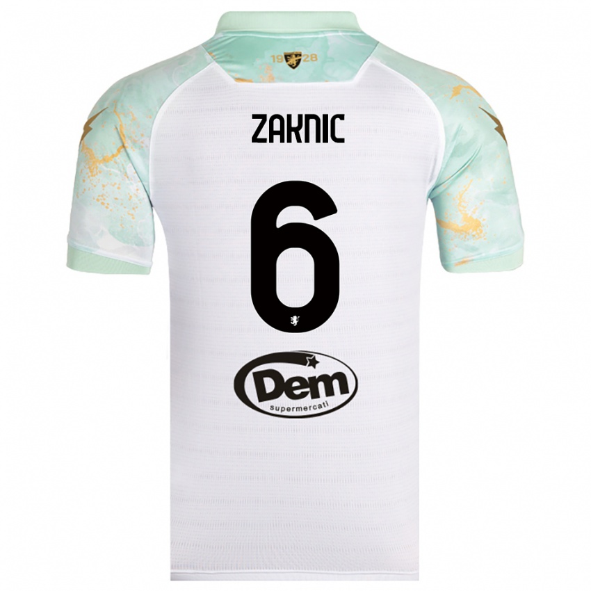 גברים לזר זאקניץ׳ #6 לבן שחור הרחק ג'רזי 2025/26 חולצה קצרה