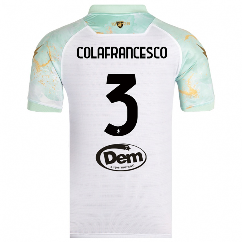 גברים Filippo Colafrancesco #3 לבן שחור הרחק ג'רזי 2025/26 חולצה קצרה