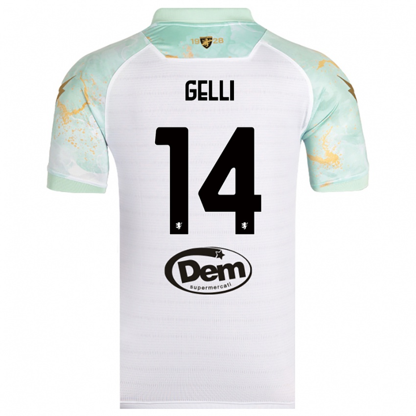 גברים Francesco Gelli #14 לבן שחור הרחק ג'רזי 2025/26 חולצה קצרה