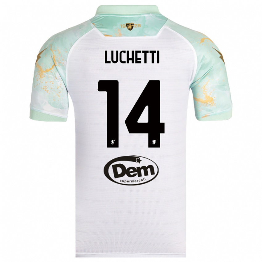 גברים Alessandro Luchetti #14 לבן שחור הרחק ג'רזי 2025/26 חולצה קצרה